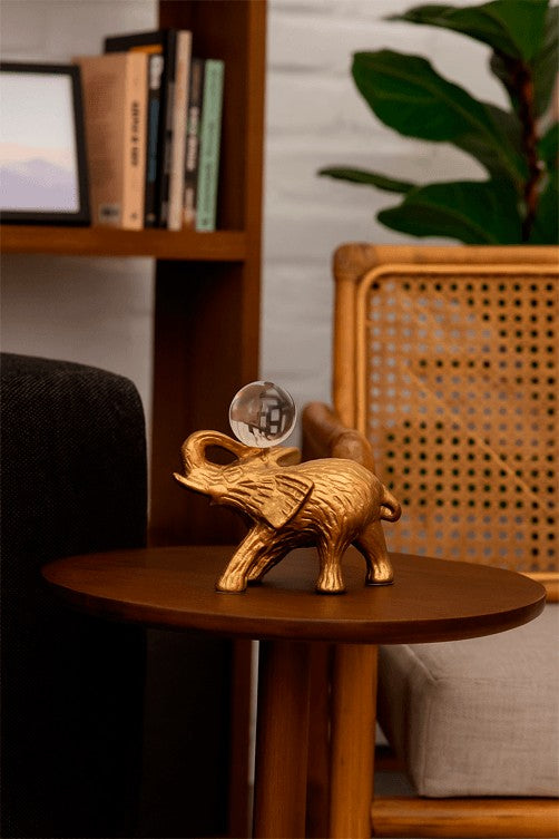 Escultura de Elefante de Circo Decorativo Dourado