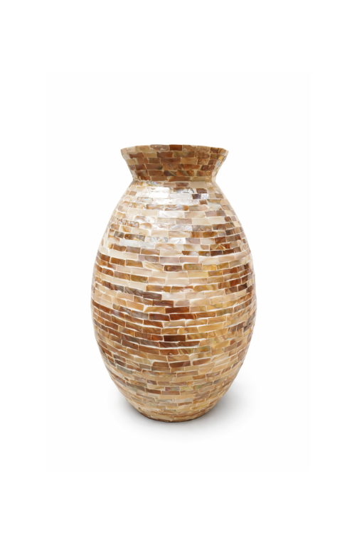 Vaso Bojudo Decorativo Travertino Madrepérola em MDF