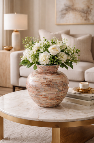 Vaso Decorativo Travertino Madrepérola em MDF