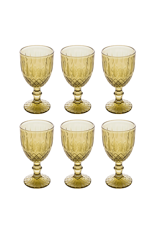 Conjunto 6 Taças de Água Greek 320ml Verde Vidro