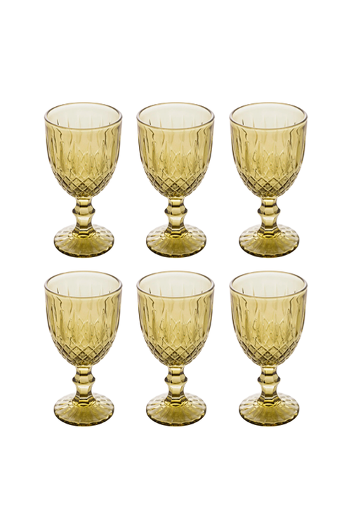 Conjunto 6 Taças de Água Greek 320ml Verde Vidro