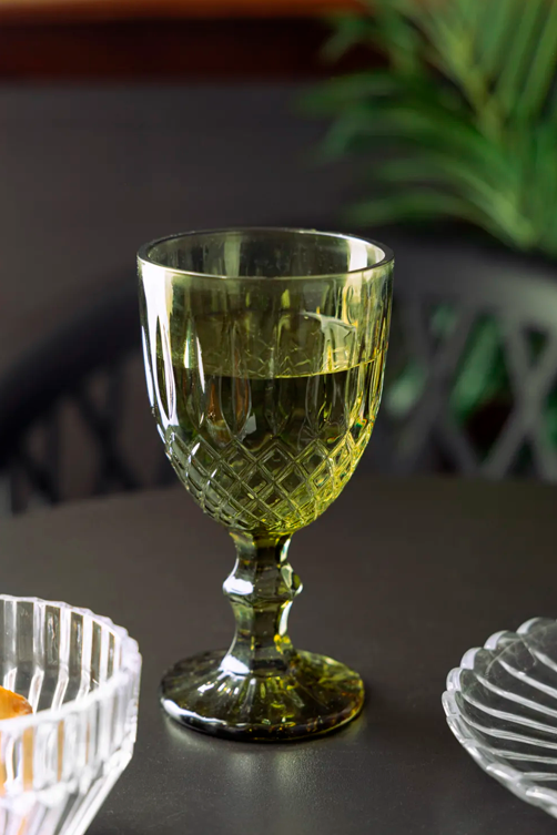 Conjunto 6 Taças de Água Greek 320ml Verde Vidro