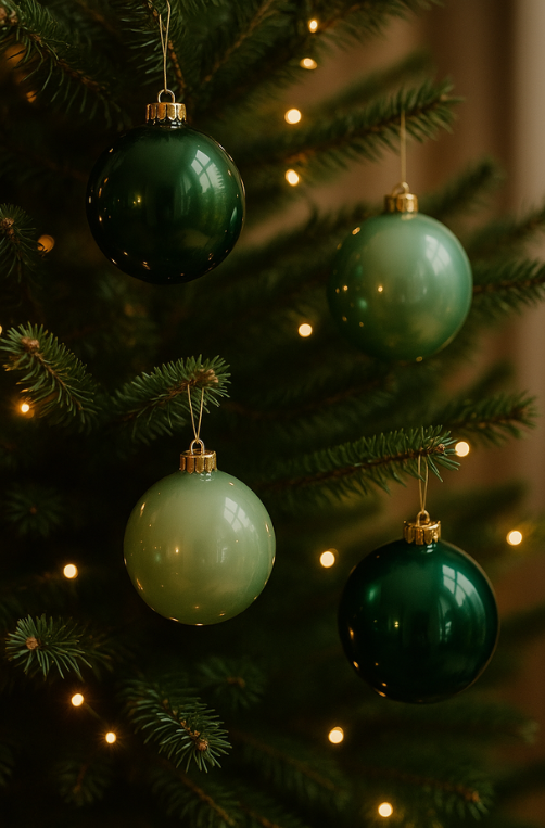 Conjunto de 4 Bolas de Natal Mistas Verde