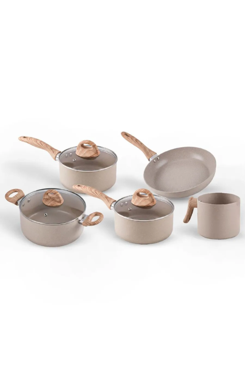 Conjunto de Panelas com Indução Antiaderente Ceramic Life Smart Plus 5 Peças Areia