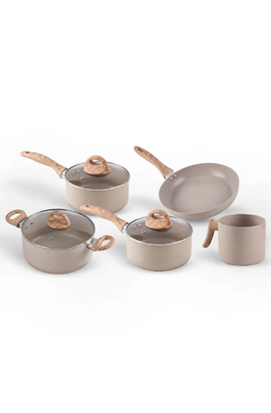 Conjunto de Panelas com Indução Antiaderente Ceramic Life Smart Plus 5 Peças Areia