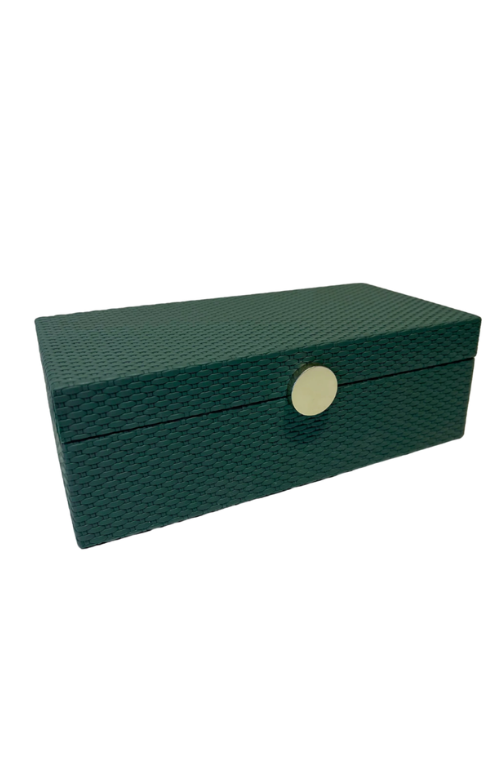 Caixa Grande Decorativa Verde Texturizada em MDF com Fecho Dourado