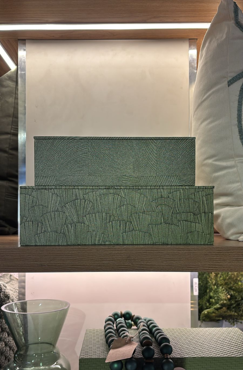 Kit 2 Caixas Decorativas Verdes Texturizadas em MDF