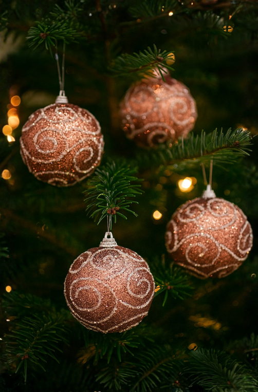 Conjunto de Bolas Natalinas com Glitter 4 Peças