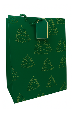 Sacola Média Natalina de Papel Árvore de Natal Metalica