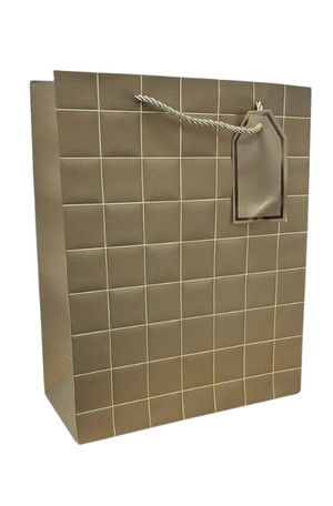 Sacola Média de Papel Xadrez Metalico