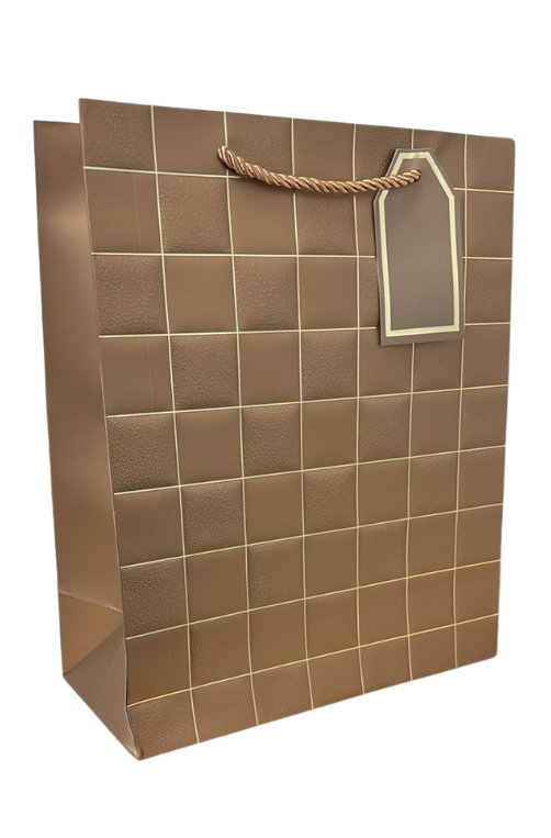 Sacola Média de Papel Xadrez Metalico