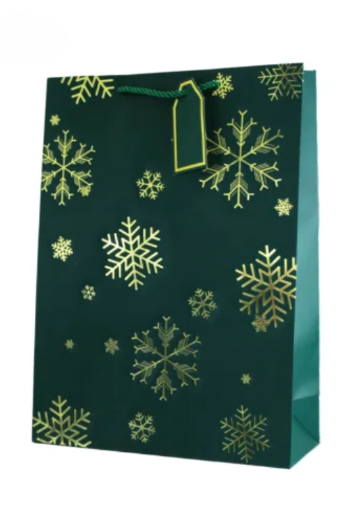 Sacola Grande Natalina de Papel Flocos de Neve