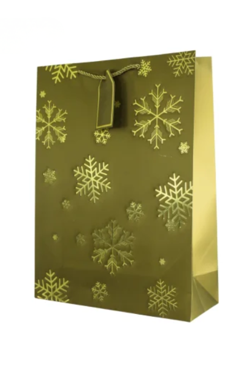 Sacola Grande Natalina de Papel Flocos de Neve