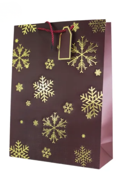 Sacola Grande Natalina de Papel Flocos de Neve