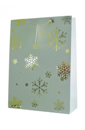 Sacola Grande Natalina de Papel Flocos de Neve