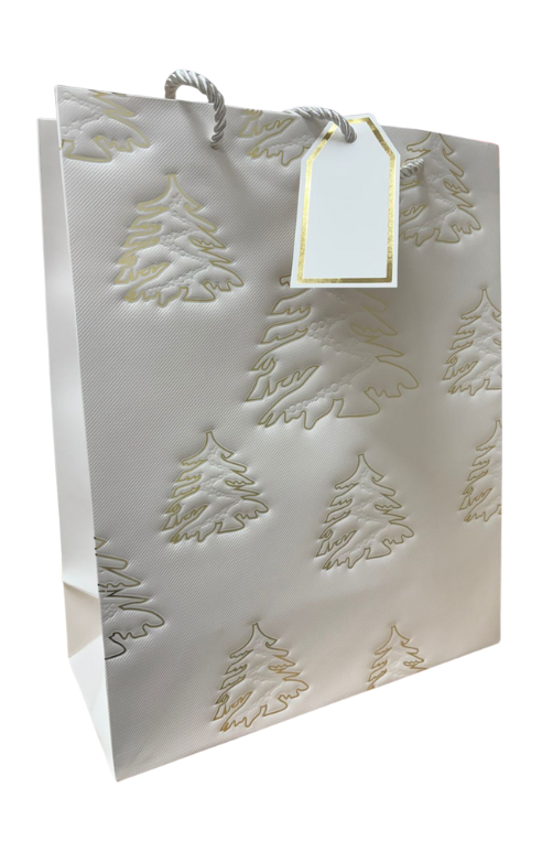 Sacola Média Natalina de Papel Árvore de Natal Metalica