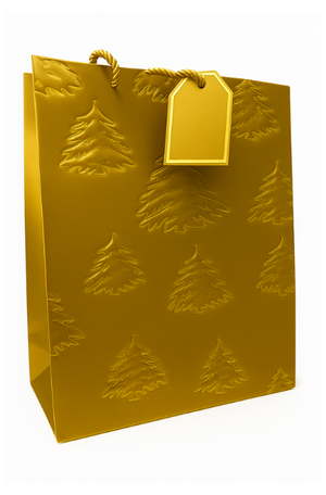 Sacola Média Natalina de Papel Árvore de Natal Metalica