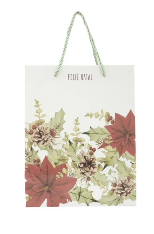 Sacola Média Natalina de Papel Pinha
