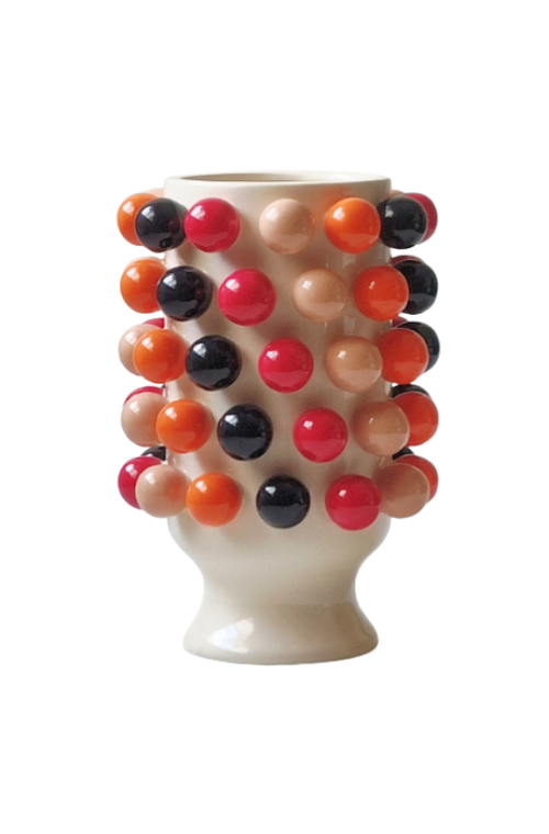 Vaso Orb Poá Fire em Cerâmica 30x21cm