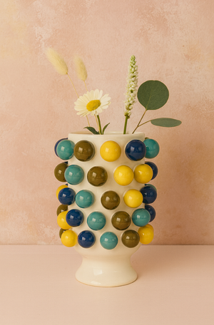 Vaso Orb Poá Water em Cerâmica 30x21cm