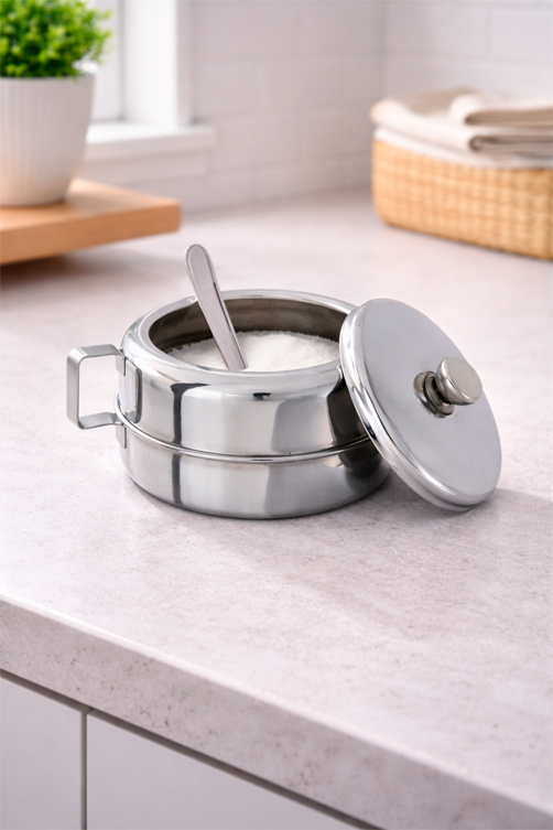 Açucareiro com Colher em Aço Inox  300g