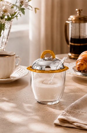 Açucareiro Bamboo Âmbar com Colher 220ml