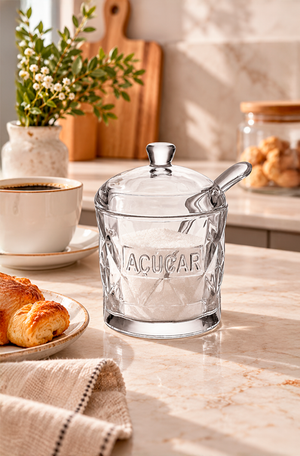 Açucareiro com Colher Memory Transparente em Vidro 240ml