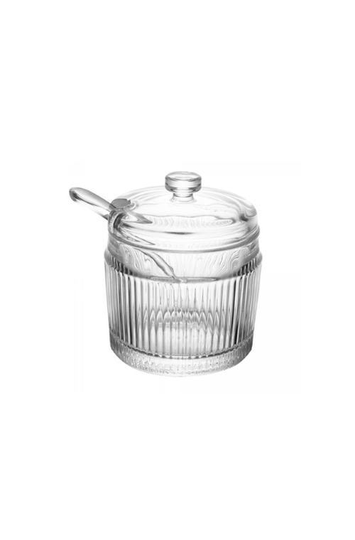 Açucareiro com Colher e Tampa Lines de Vidro 280ml