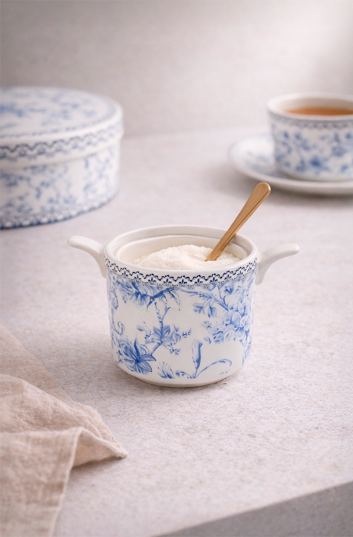 Açucareiro com Colher Hortênsia New Bone 280ml