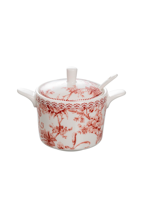 Açucareiro com Colher Hortênsia New Bone Bordô 280ml