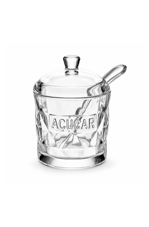 Açucareiro com Colher Memory Transparente em Vidro 240ml