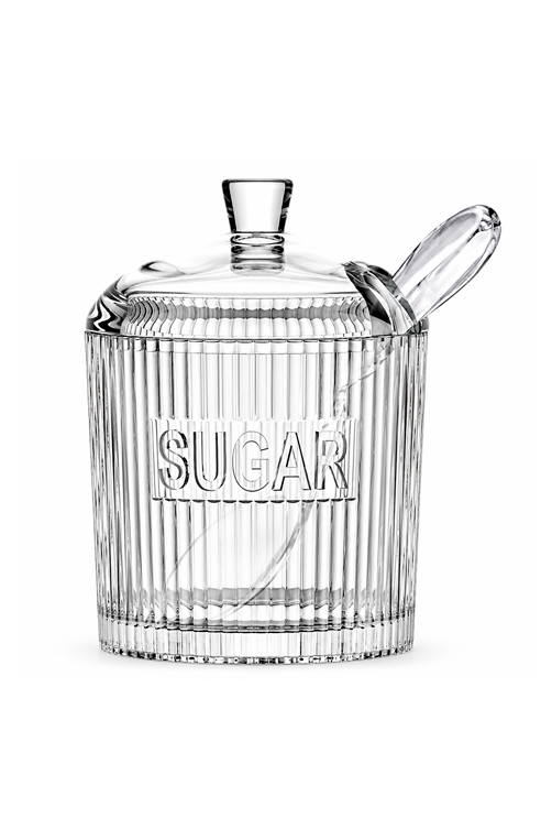 Açucareiro com Colher Print Canelado Transparente em Vidro 240ml