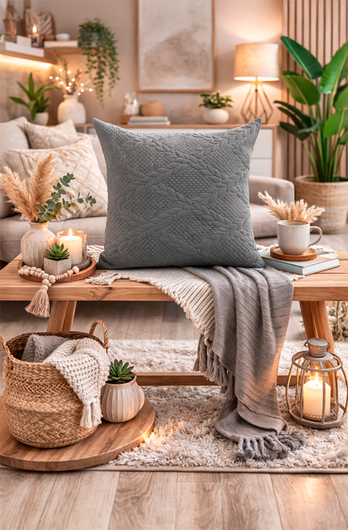 Almofada Alba Cinza 45x45cm