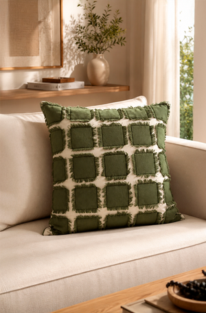 Almofada de Sarja Verde em Linho 52x52cm