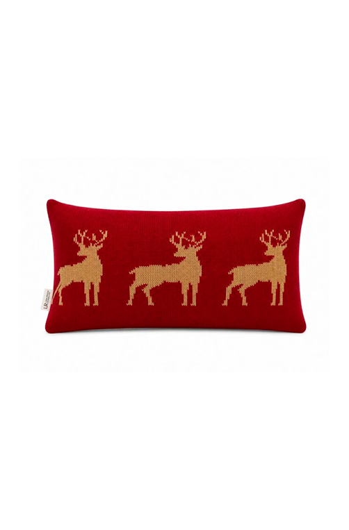 Almofada Natalina Renna em Tricô Vermelho 30x50cm