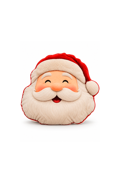 Almofada Natalina Rosto de Papai Noel em Veludo 42x42cm