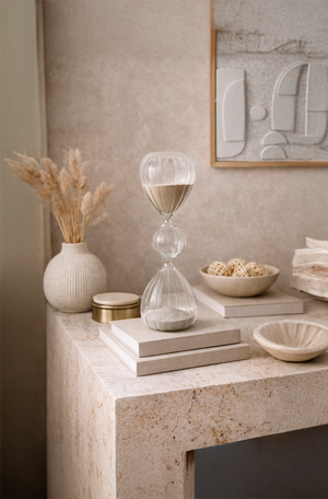 Ampulheta Decorativa em Vidro 60 Minutos Cinza