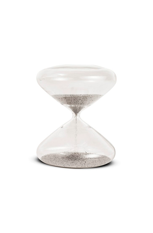 Ampulheta Decorativa Areia Prata em Vidro 20cm