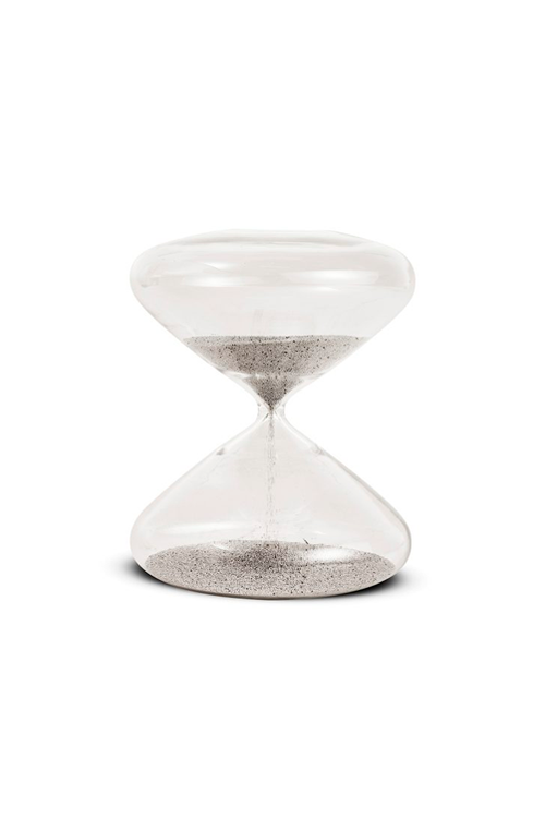 Ampulheta Decorativa Areia Prata em Vidro 20cm
