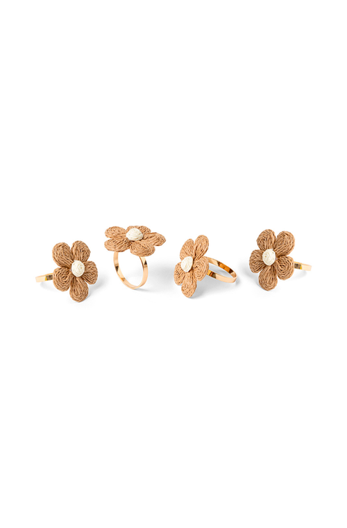 Conjunto de Anel para Guardanapo Complement Flower Natural 4 peças