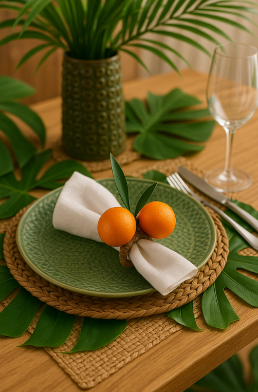 Conjunto de Anel para Guardanapo Laranja 4 Peças