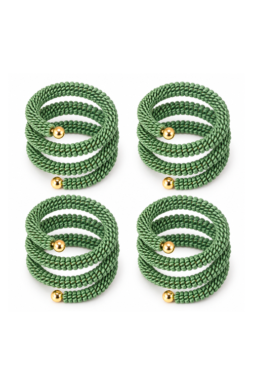 Conjunto de Anel de Guardanapo Espiral Natalino Verde 4 Peças