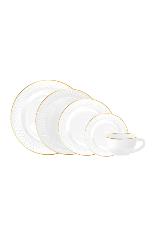 Aparelho de Jantar Divine Opaline com Borda Dourada 20 Peças