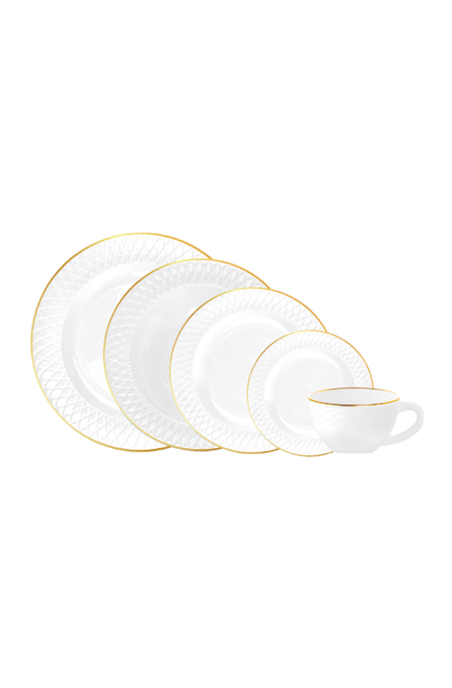 Aparelho de Jantar Divine Opaline com Borda Dourada 20 Peças