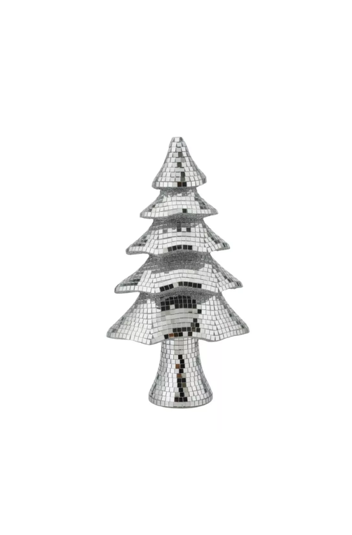 Árvore de Natal Pequena Prata Espelhada 32cm