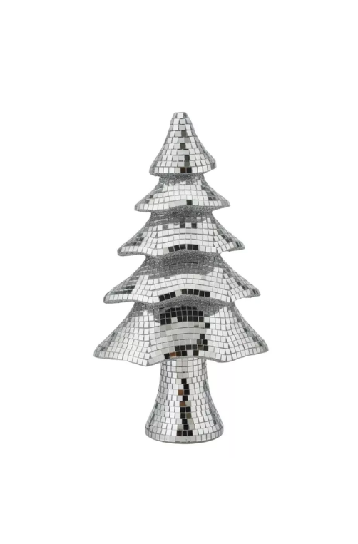 Árvore de Natal Média Prata Espelhada 42cm