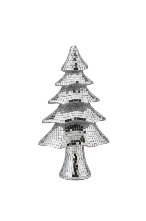 Árvore de Natal Média Prata Espelhada 42cm