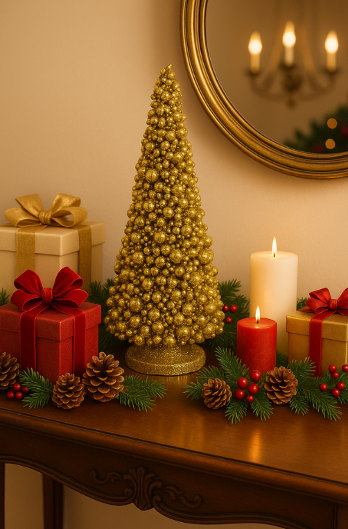 Árvore de Mesa Natalina Dourada 50x20cm