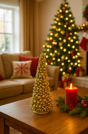 Árvore de Mesa Natalina Dourada 40x16cm