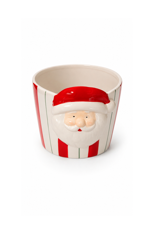Pote Natalino de Papai Noel Grande em Cerâmica